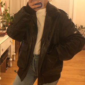 Brown Oversized Leather Jacket